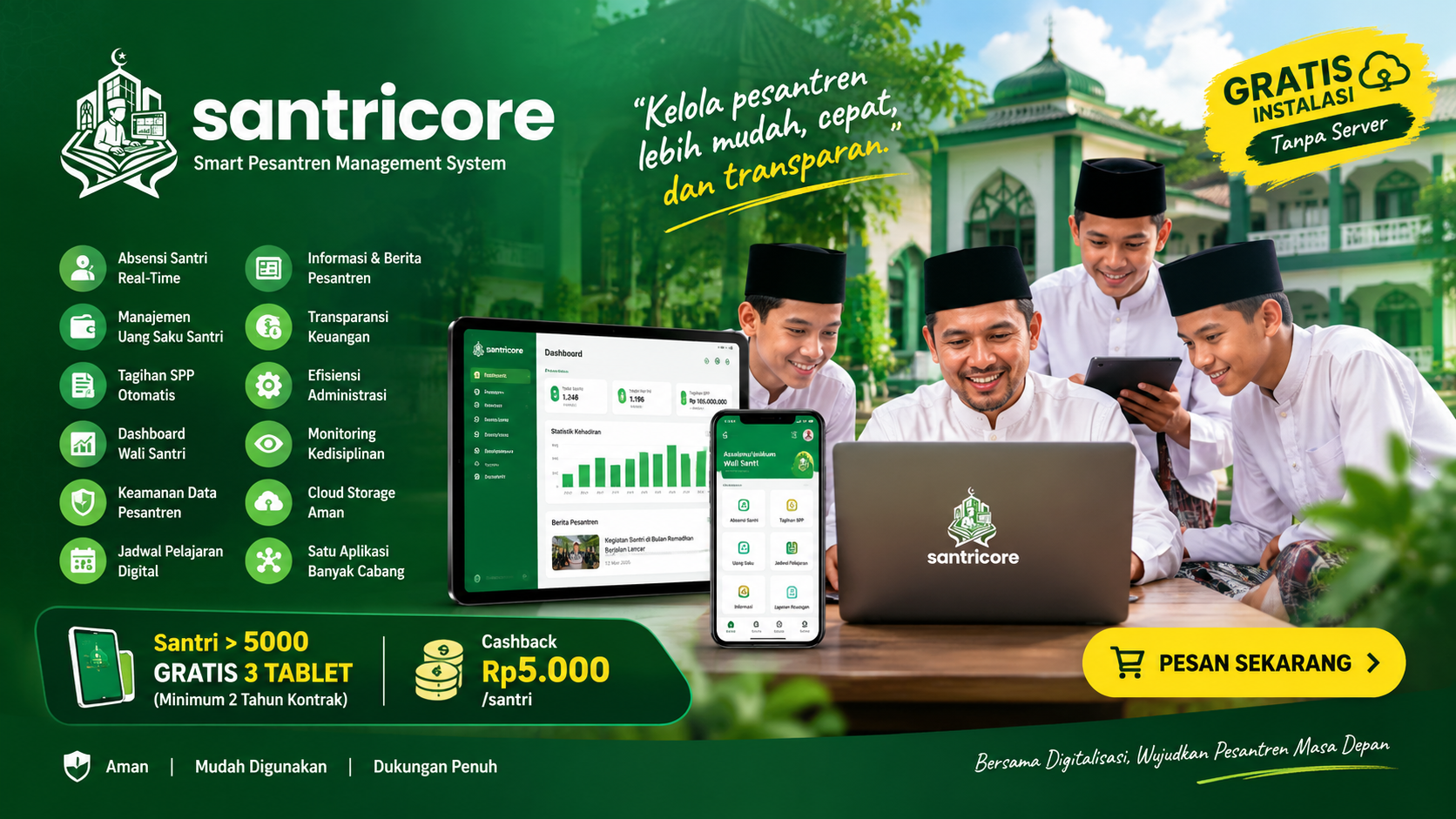 Santricore Green Pesantren Dashboard